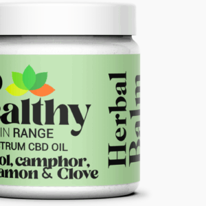 A close-up product shot of the GoHealthy Herbal Balm jar.