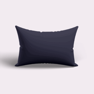 A navy blue satin pillow.