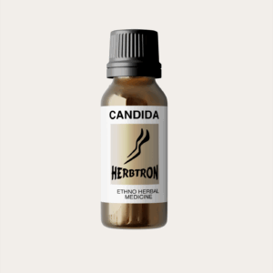 A bottle of Herbtron Candida Ethno Herbal Medicine.