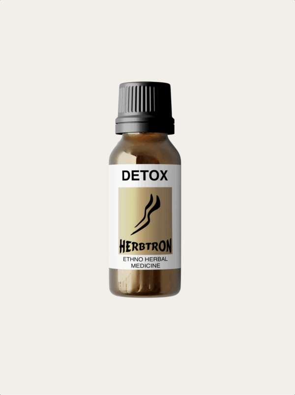 A bottle of Herbtron Detox Ethno Herbal Medicine.