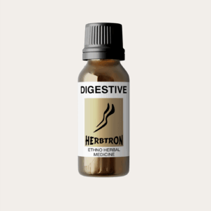 A bottle of Herbtron Digestive Ethno Herbal Medicine.