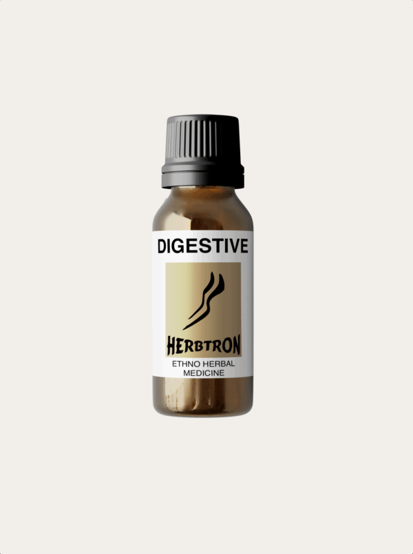 A bottle of Herbtron Digestive Ethno Herbal Medicine.