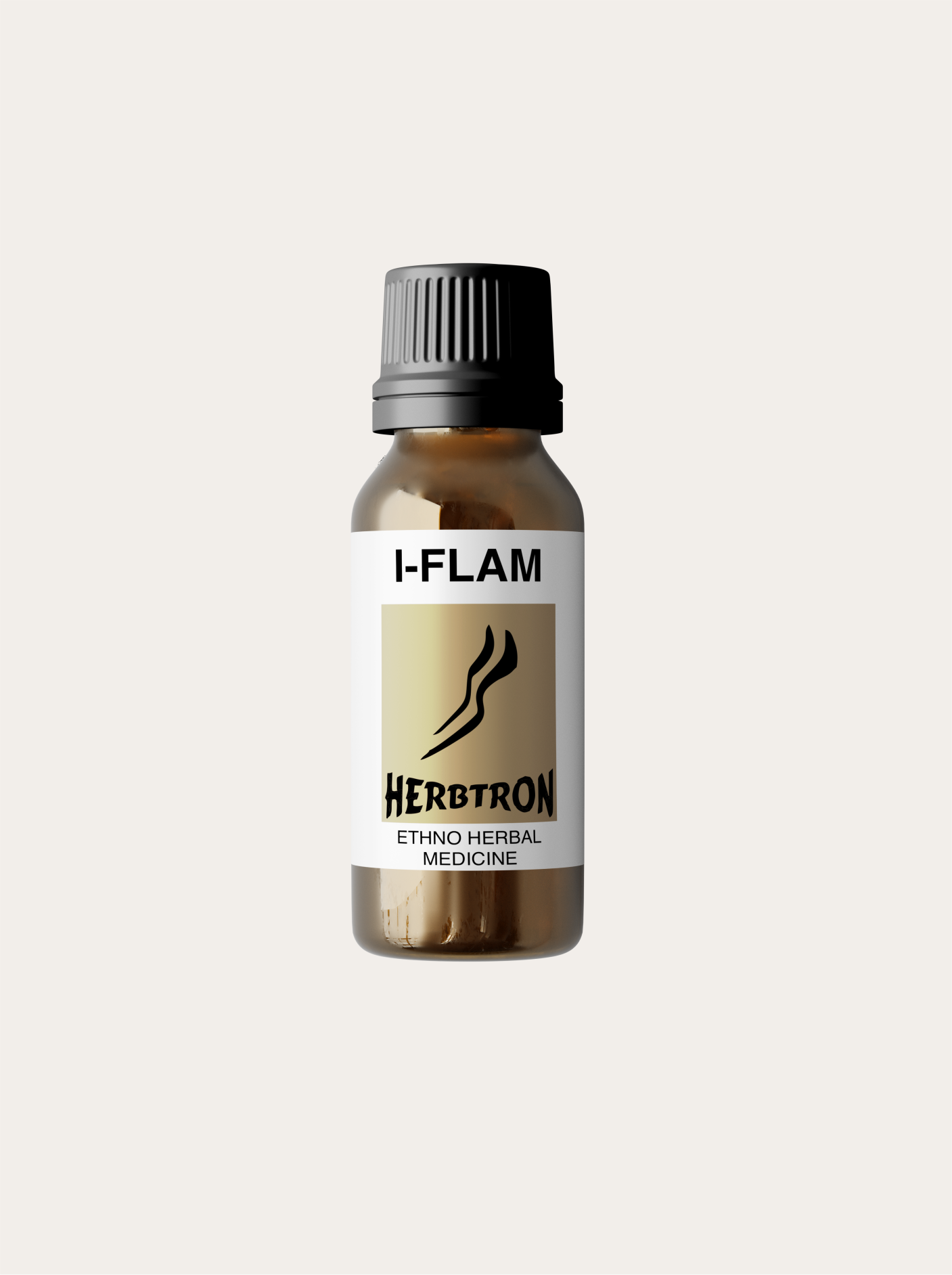 A bottle of Herbtron I-Flam Ethno Herbal Medicine.